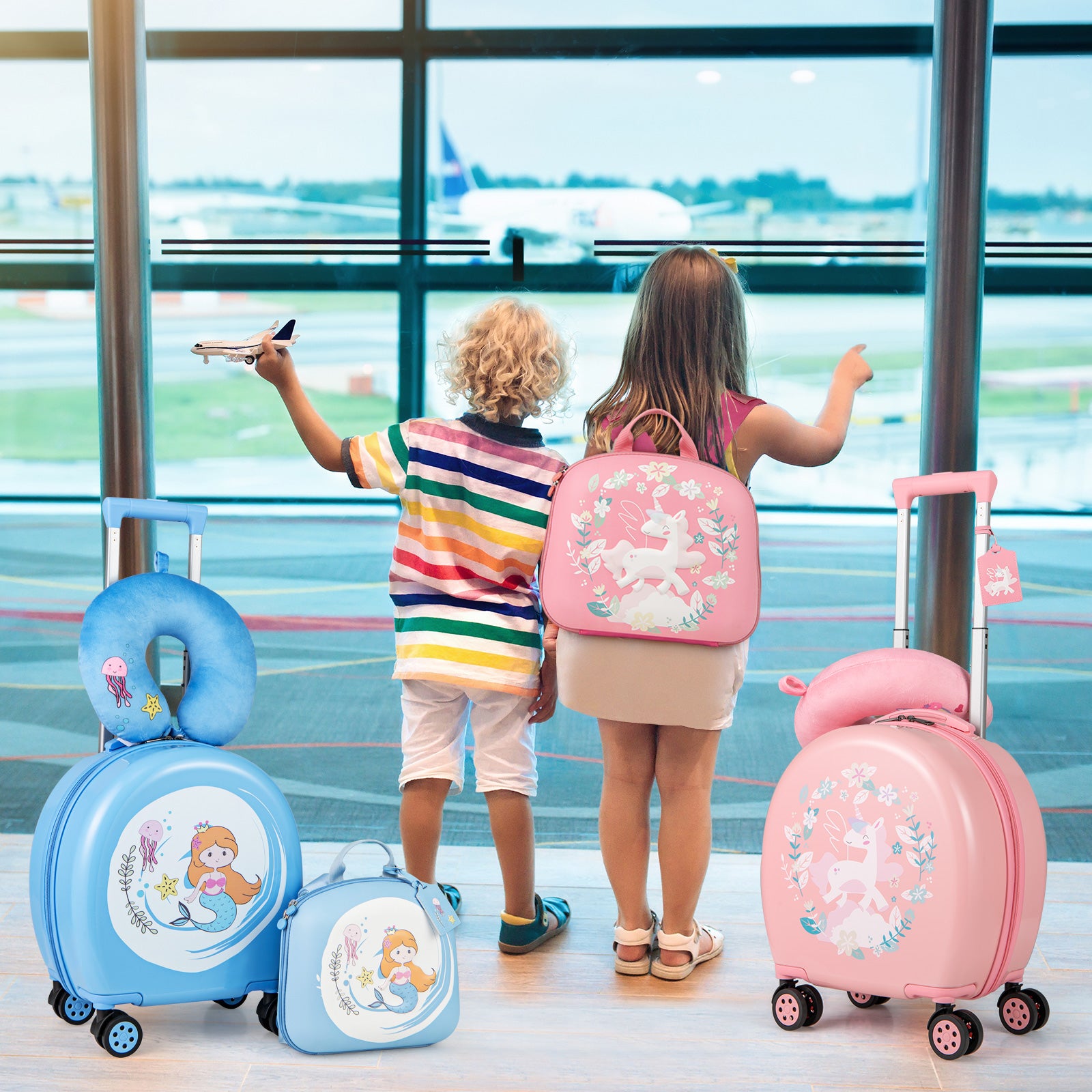 4-Piece Kid’s Luggage Set Kids Journey Suitcase Set-Blue