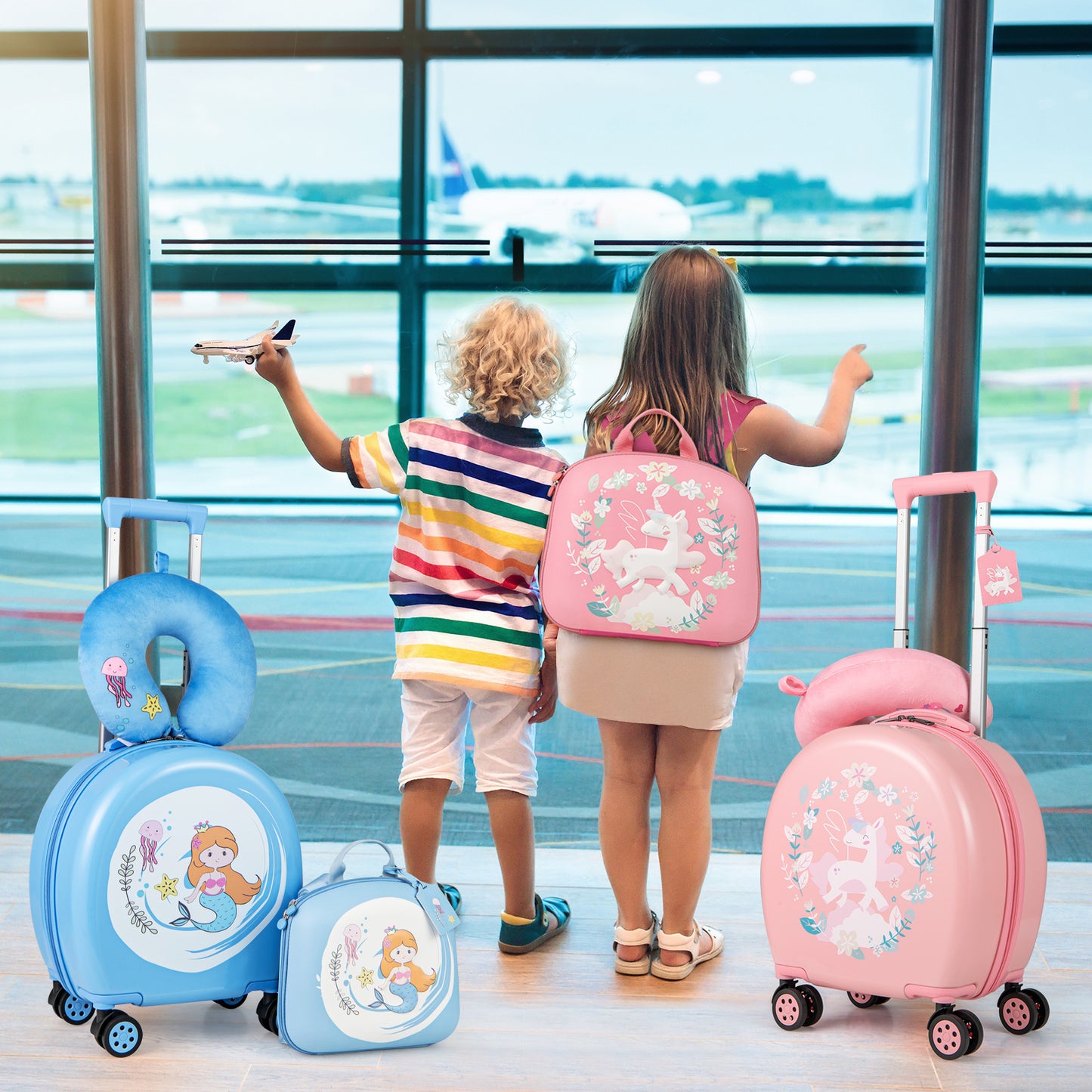 4-Piece Kid’s Luggage Set Kids Journey Suitcase Set-Pink