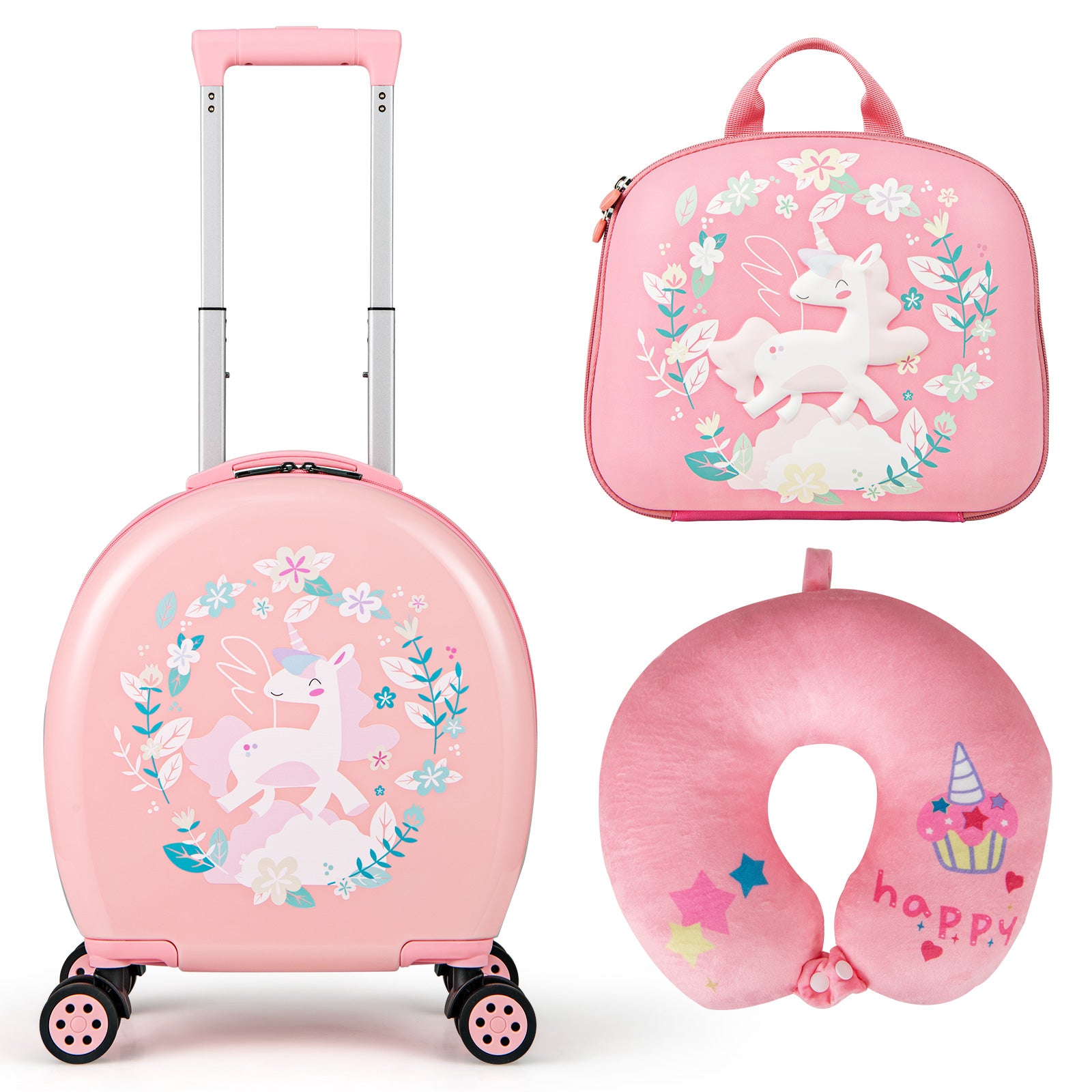 4-Piece Kid’s Luggage Set Kids Journey Suitcase Set-Pink