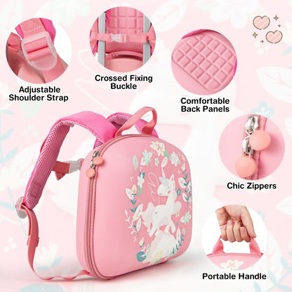 Kids Luggage Set with 14 Inches Carry-on Hardside Spinner Toddler Luggage and 10 Inches Backpack-Pink