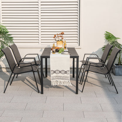 4 Pieces Patio Rattan Chairs with Wicker Woven Seat and Back-Brown