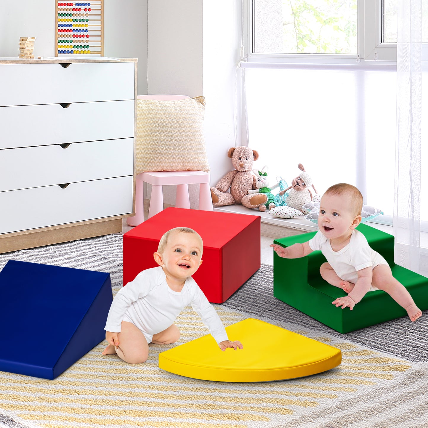4 Pieces Climb and Crawl Foam Play Set for Toddlers Preschoolers-Red