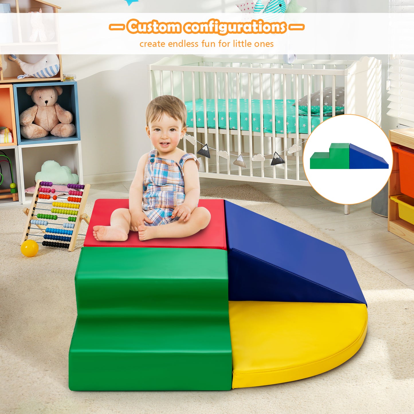 4 Pieces Climb and Crawl Foam Play Set for Toddlers Preschoolers-Red