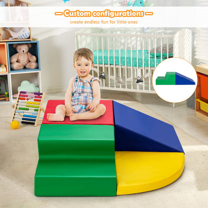 4 Pieces Climb and Crawl Foam Play Set for Toddlers Preschoolers-Red
