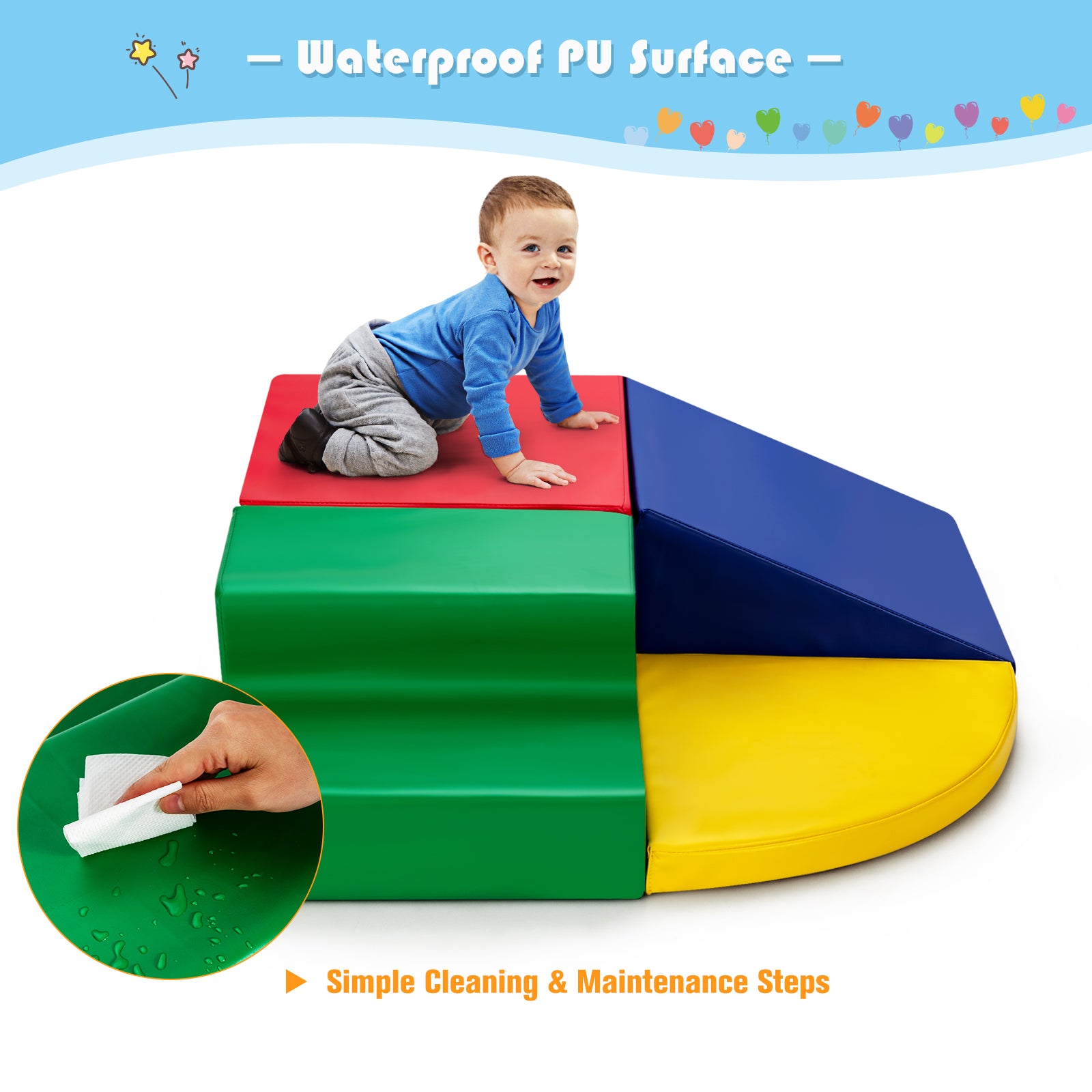 4 Pieces Climb and Crawl Foam Play Set for Toddlers Preschoolers-Red