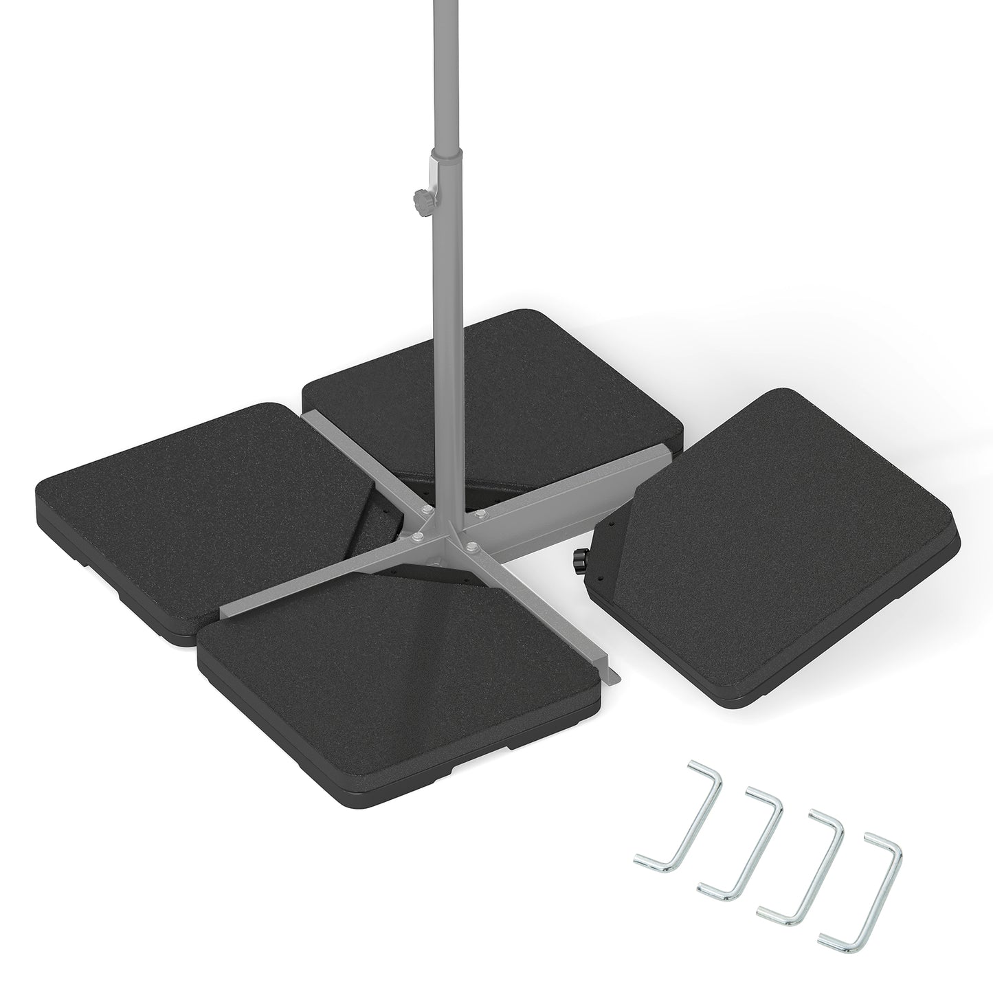 4 Pieces Offset Patio Umbrella Base with 4 Interlocking Pins and Easy-fill Spouts
