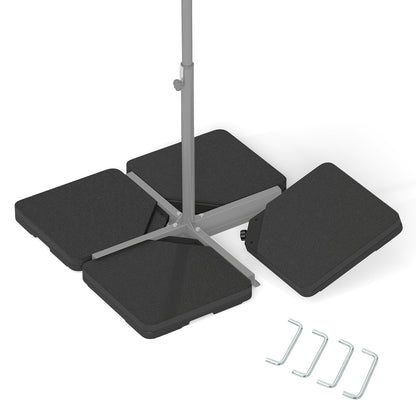 4 Pieces Offset Patio Umbrella Base with 4 Interlocking Pins and Easy-fill Spouts