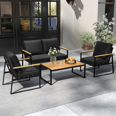 4 Pieces Patio Furniture Set  with Thick Cushions for Backyard-Black