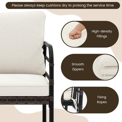 4 Pieces Patio Furniture Set with Soft Cushions-White