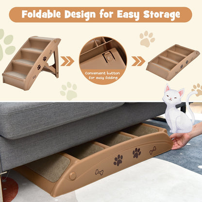 4-Step Pet Stairs with Non-slip Foot Pads-Coffee