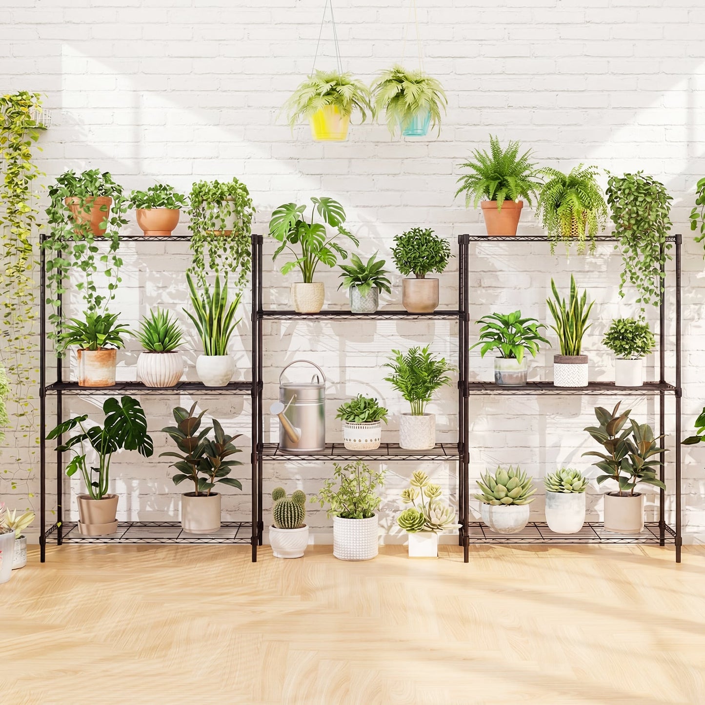 3/4/5/6-Tier Wire Shelving Unit Adjustable Metal Storage Shelves with V-shaped Shelving Rack-4-Tier-M