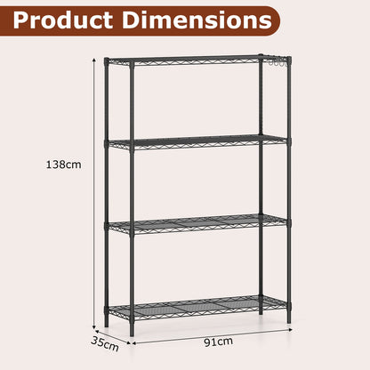 3/4/5/6-Tier Wire Shelving Unit Adjustable Metal Storage Shelves with V-shaped Shelving Rack-4-Tier-M