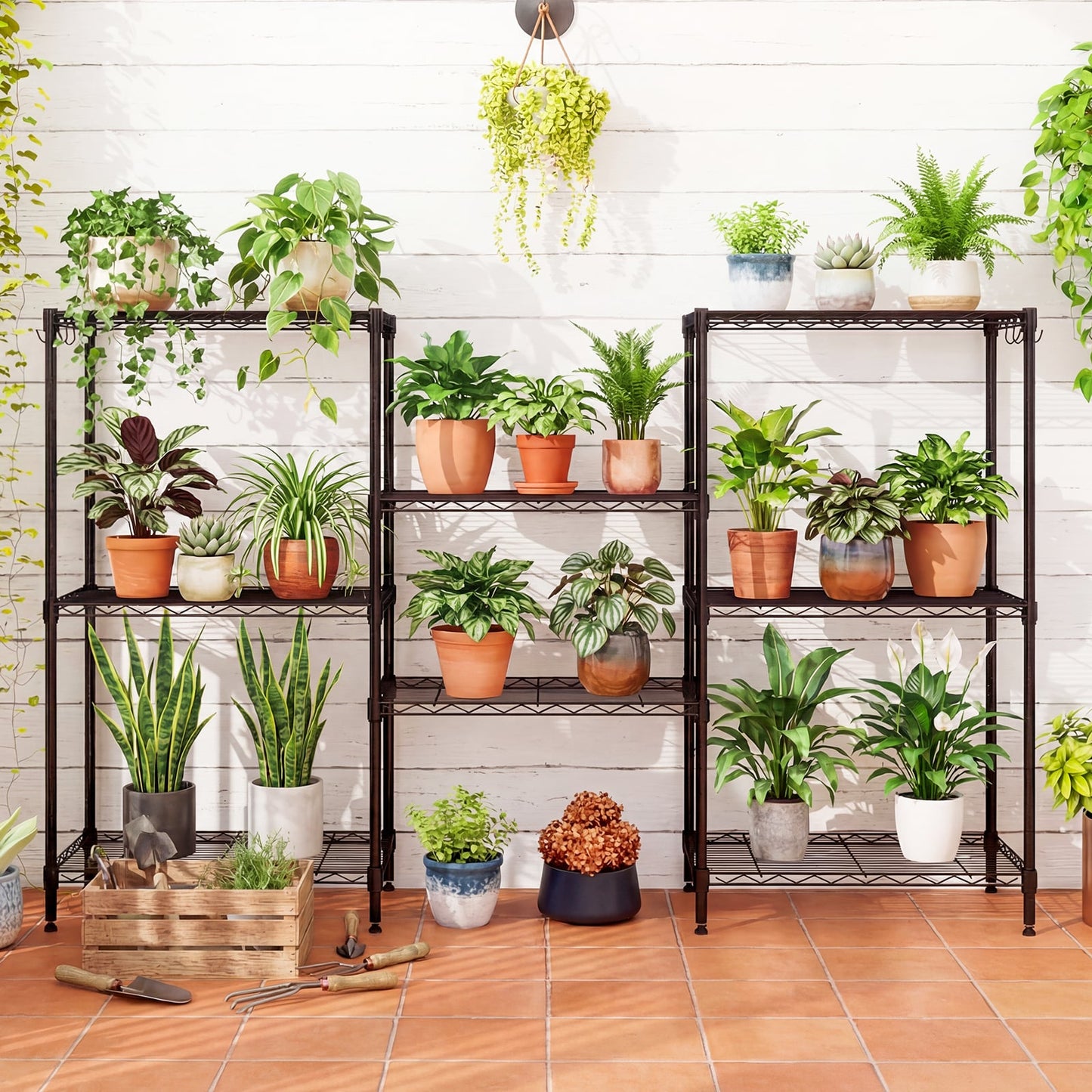 3/4/5/6-Tier Wire Shelving Unit Adjustable Metal Storage Shelves with V-shaped Shelving Rack-4-Tier-S