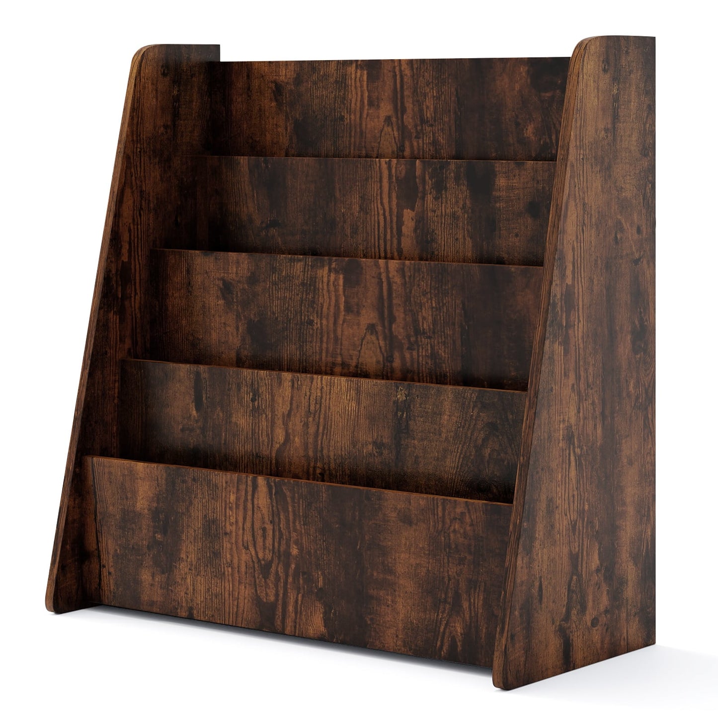 4-Tier Kids Bookshelf with Deep Compartments for Kids Bedroom-Rustic Brown