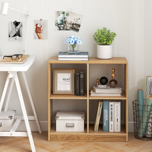 4-cube Wooden Storage Cabinet with Anti-Toppling Device-Natural