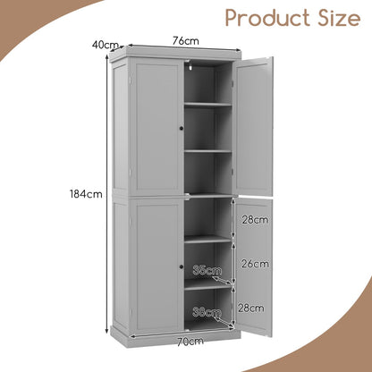 4 Door Freestanding Kitchen Pantry Buffet Cabinet-Grey