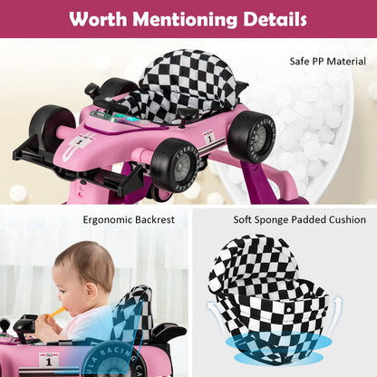 4-in-1 Baby Push Walker with Adjustable Height and Speed-Cream Pink