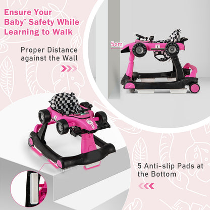 4-in-1 Baby Push Walker with Adjustable Height and Speed-Rose