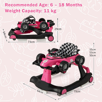 4-in-1 Baby Push Walker with Adjustable Height and Speed-Rose