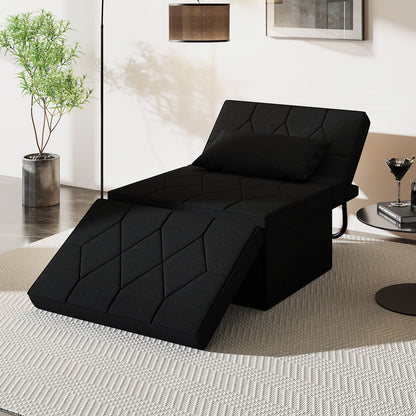 4-in-1 Foldable Sofa Bed Ottoman Convertible Sleeper Sofa Chair-Black