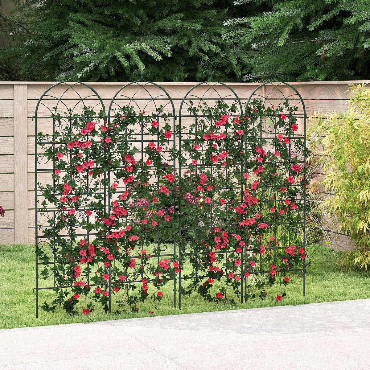 4 Pack 180 cm x 50 cm Metal Garden Trellis Decorative for Climbing Plants-Green