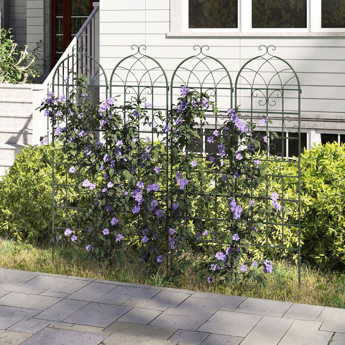 4 Pack 180 cm x 50 cm Metal Garden Trellis Decorative for Climbing Plants-Green