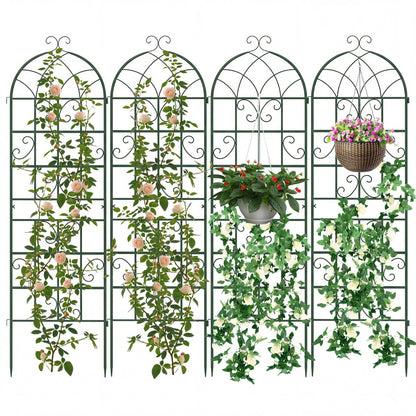 4 Pack 180 cm x 50 cm Metal Garden Trellis Decorative for Climbing Plants-Green