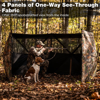 4-Panel Hunting Blind 3-Person See-through Ground Blind Tent