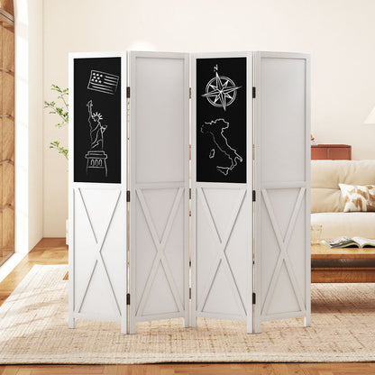 4-Panel Room Divider 170 cm Tall Folding Privacy Screens-White