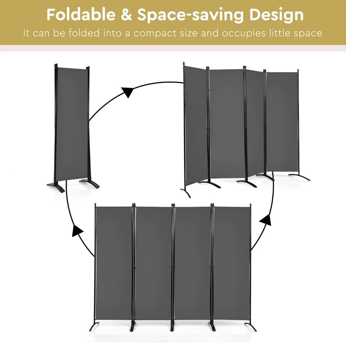 4 Panel Wall Privacy Screen Protector for Home-Grey