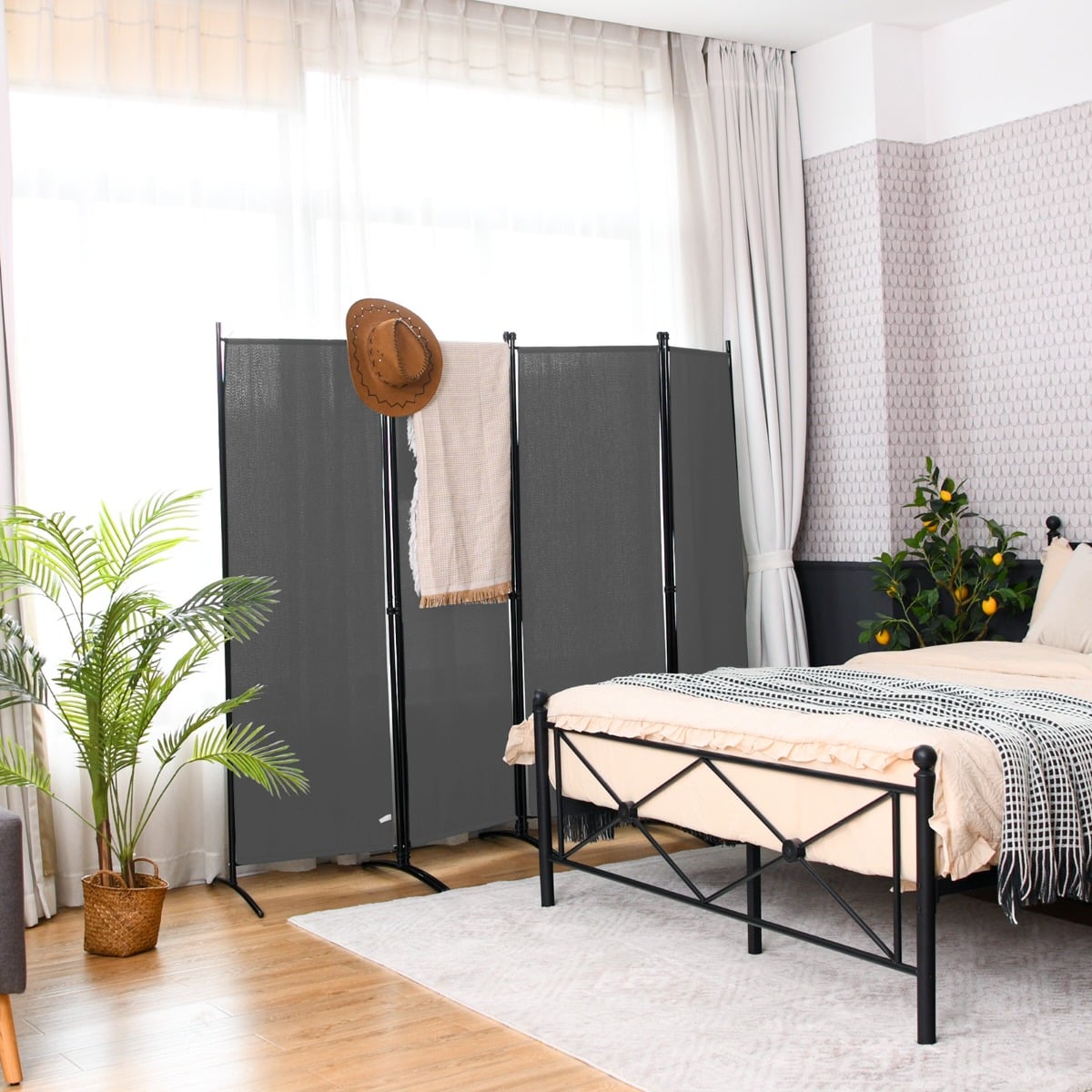 4 Panel Wall Privacy Screen Protector for Home-Grey