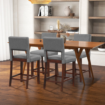 4-Piece Bar Chair Set with Rubber Wood Legs