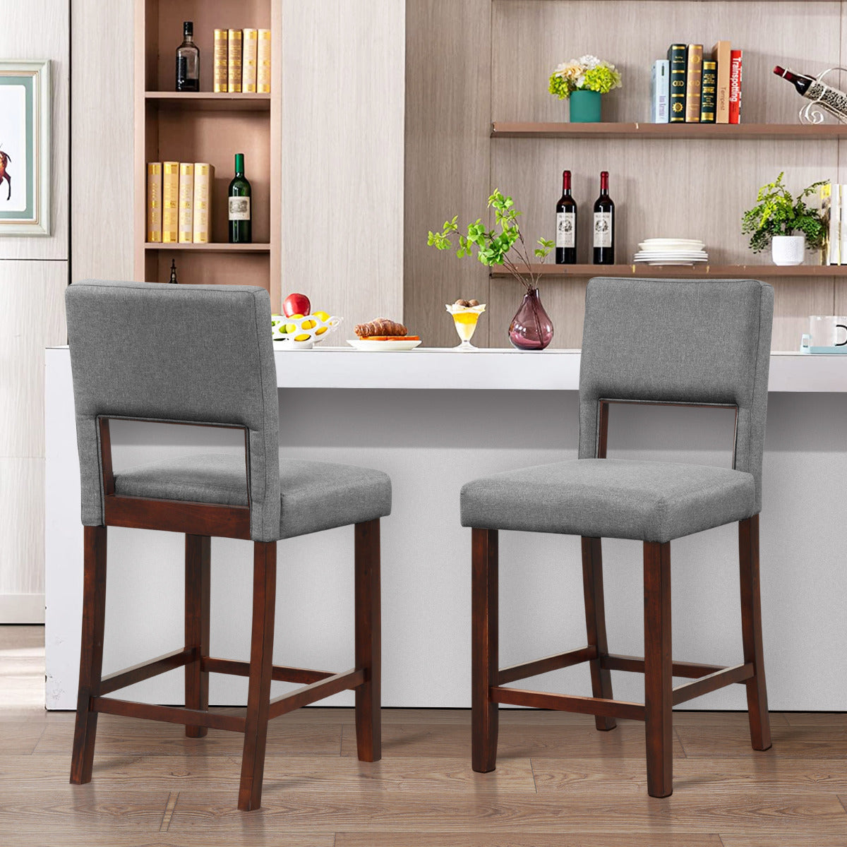 4-Piece Bar Chair Set with Rubber Wood Legs