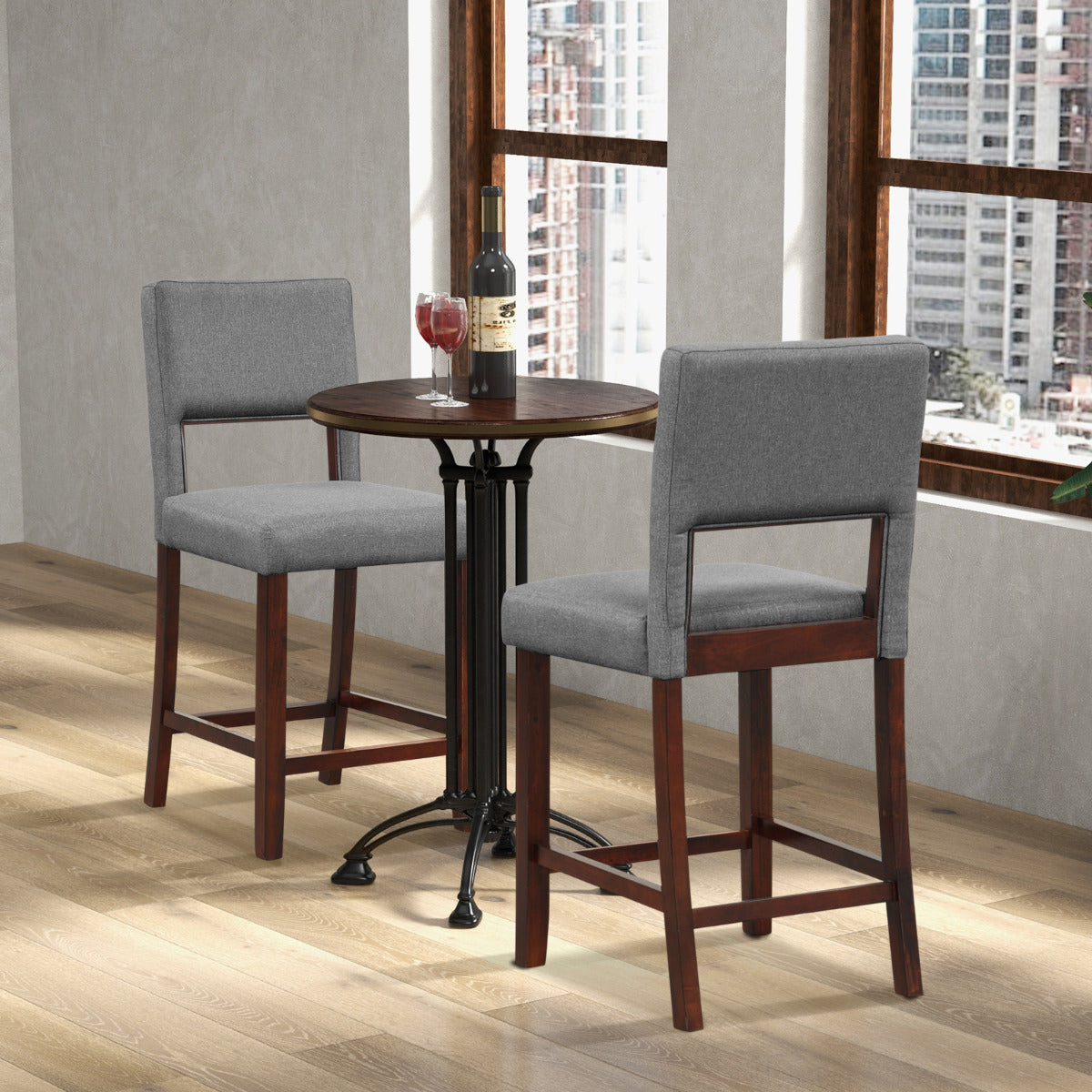 4-Piece Bar Chair Set with Rubber Wood Legs