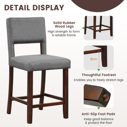 4-Piece Bar Chair Set with Rubber Wood Legs