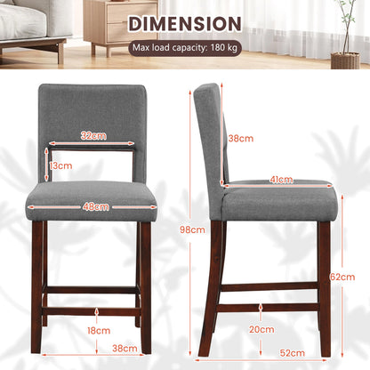4-Piece Bar Chair Set with Rubber Wood Legs