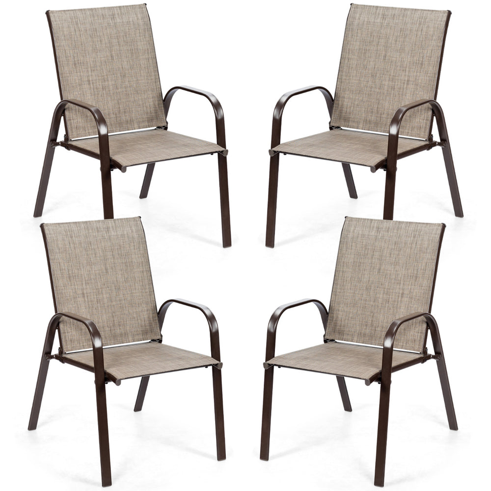 4 Piece Patio Outdoor Camping Chairs Set with Breathable Fabric