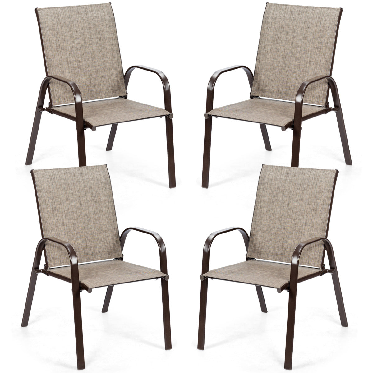 4 Piece Patio Outdoor Camping Chairs Set with Breathable Fabric