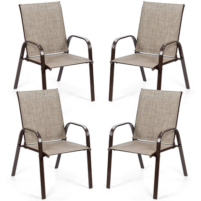 4 Piece Patio Outdoor Camping Chairs Set with Breathable Fabric