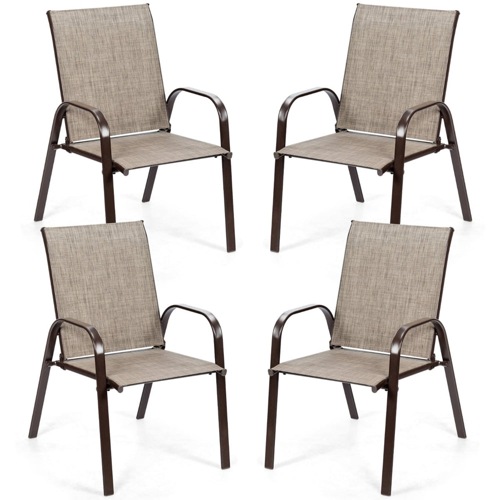 4 Piece Patio Outdoor Camping Chairs Set with Breathable Fabric