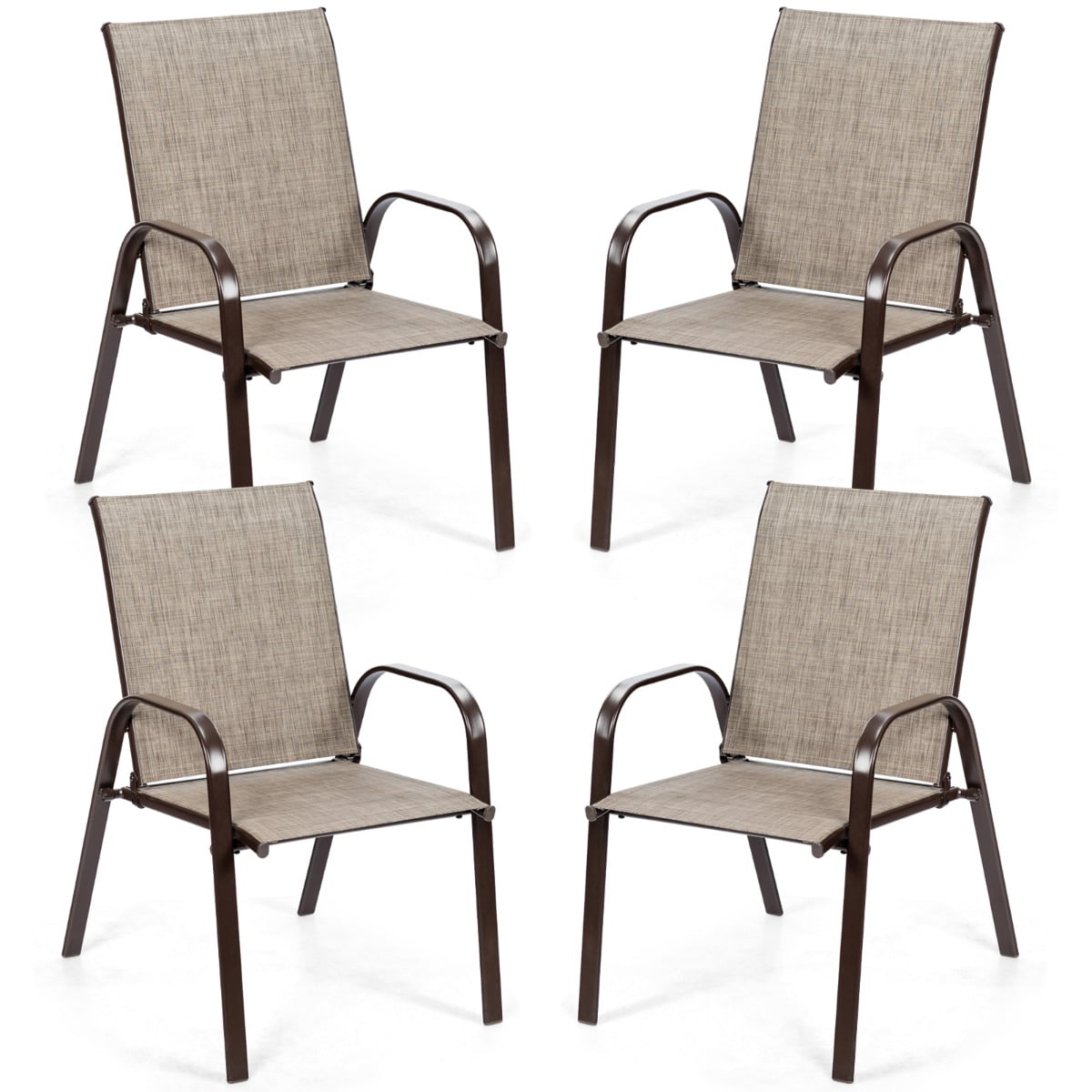 4 Piece Patio Outdoor Camping Chairs Set with Breathable Fabric