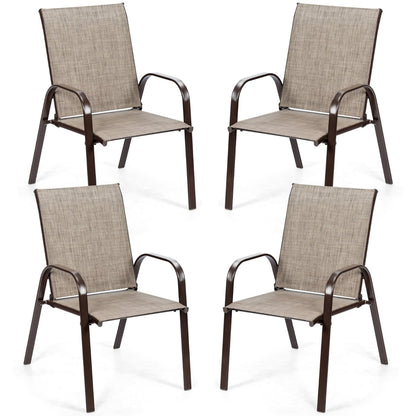 4 Piece Patio Outdoor Camping Chairs Set with Breathable Fabric