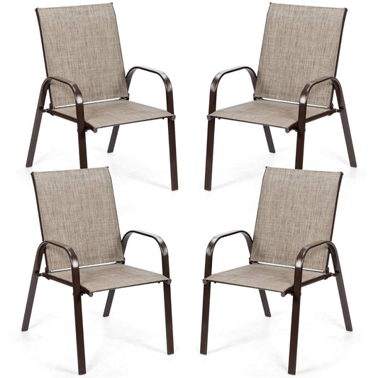 4 Piece Patio Outdoor Camping Chairs Set with Breathable Fabric
