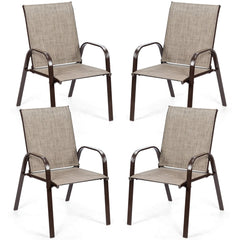 4 Piece Patio Outdoor Camping Chairs Set with Breathable Fabric
