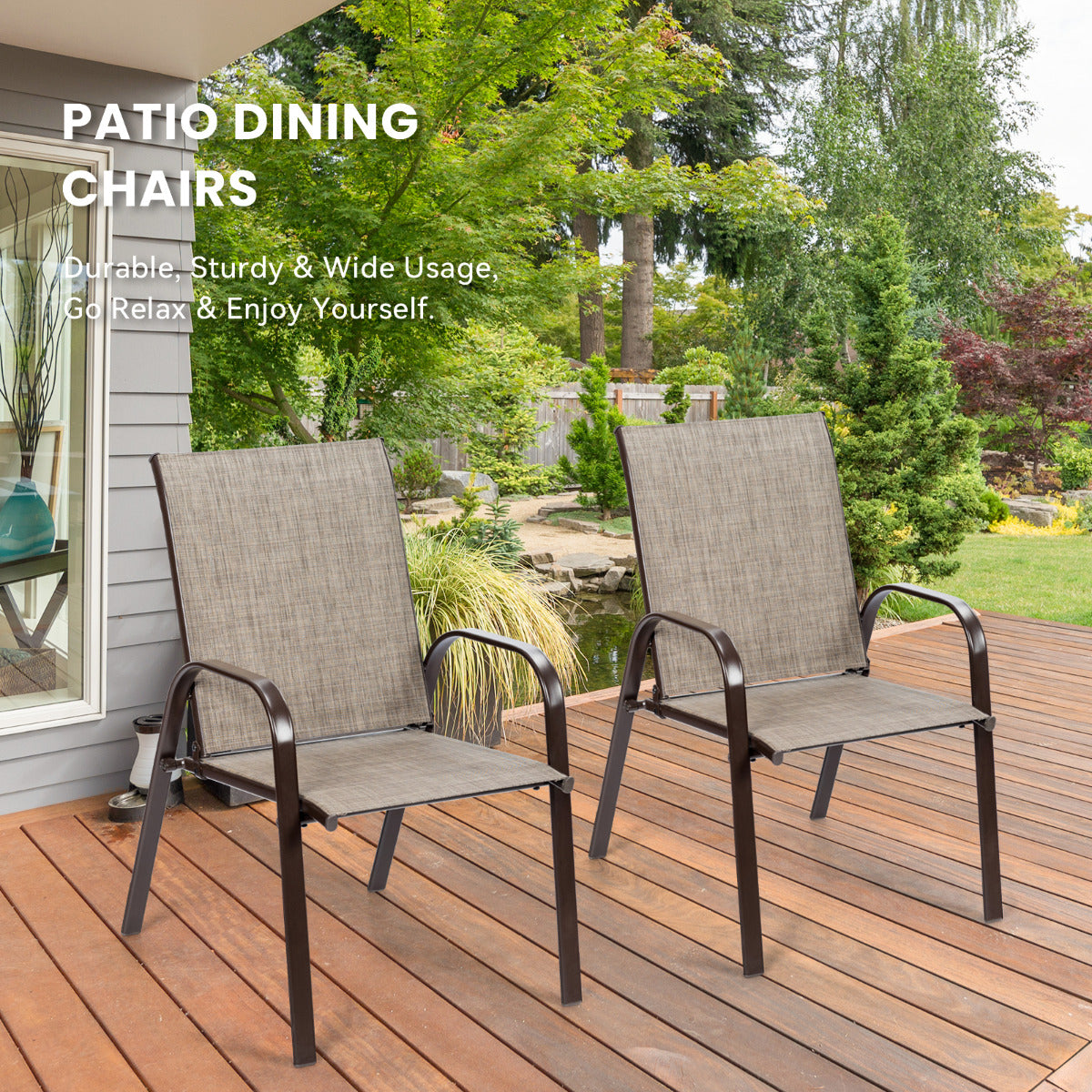 4 Piece Patio Outdoor Camping Chairs Set with Breathable Fabric