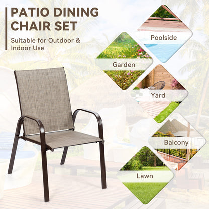 4 Piece Patio Outdoor Camping Chairs Set with Breathable Fabric