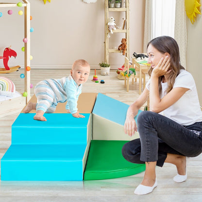 4 Pieces Climb and Crawl Foam Play Set for Toddlers Preschoolers-Blue