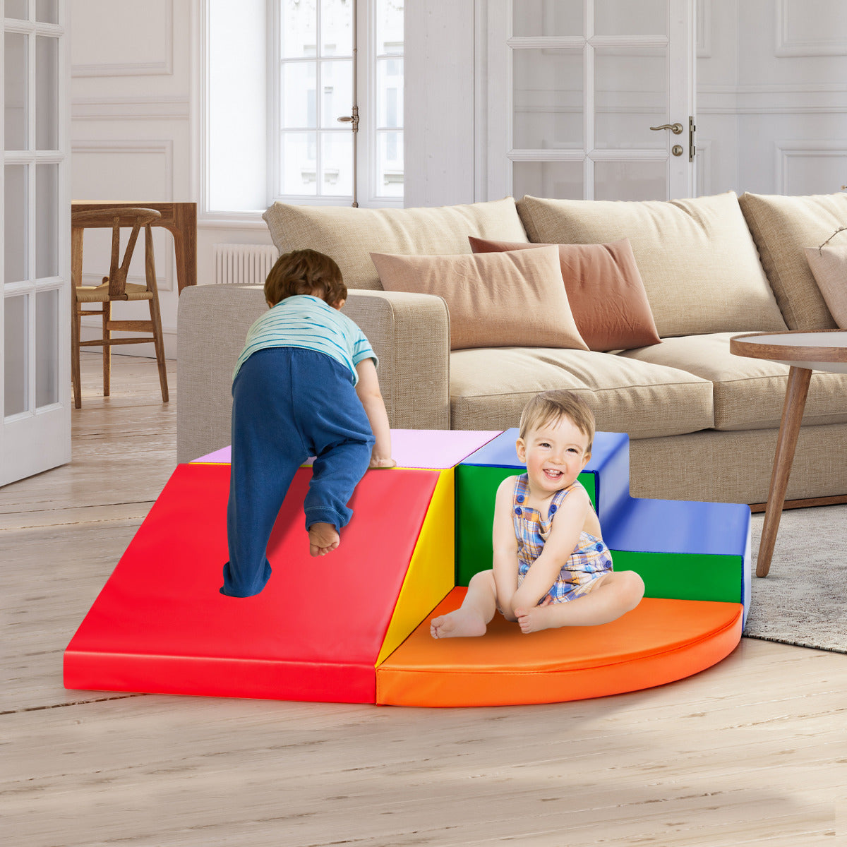 4 Pieces Climb and Crawl Foam Play Set for Toddlers Preschoolers-Pink