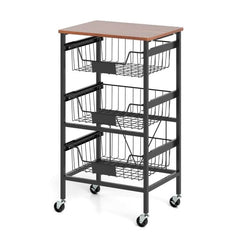 Serving trolley with wheels Vegetable rack with pull-out baskets Trolley with 4 levels 42 x 31 x 74 cm