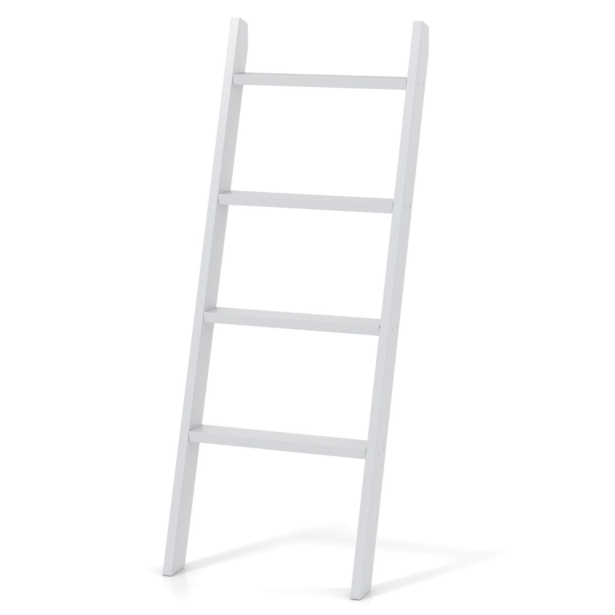 4-Tier Wooden Blanket Ladder 137 cm Wall Leaning Quilt Holder for Storage and Display-Grey